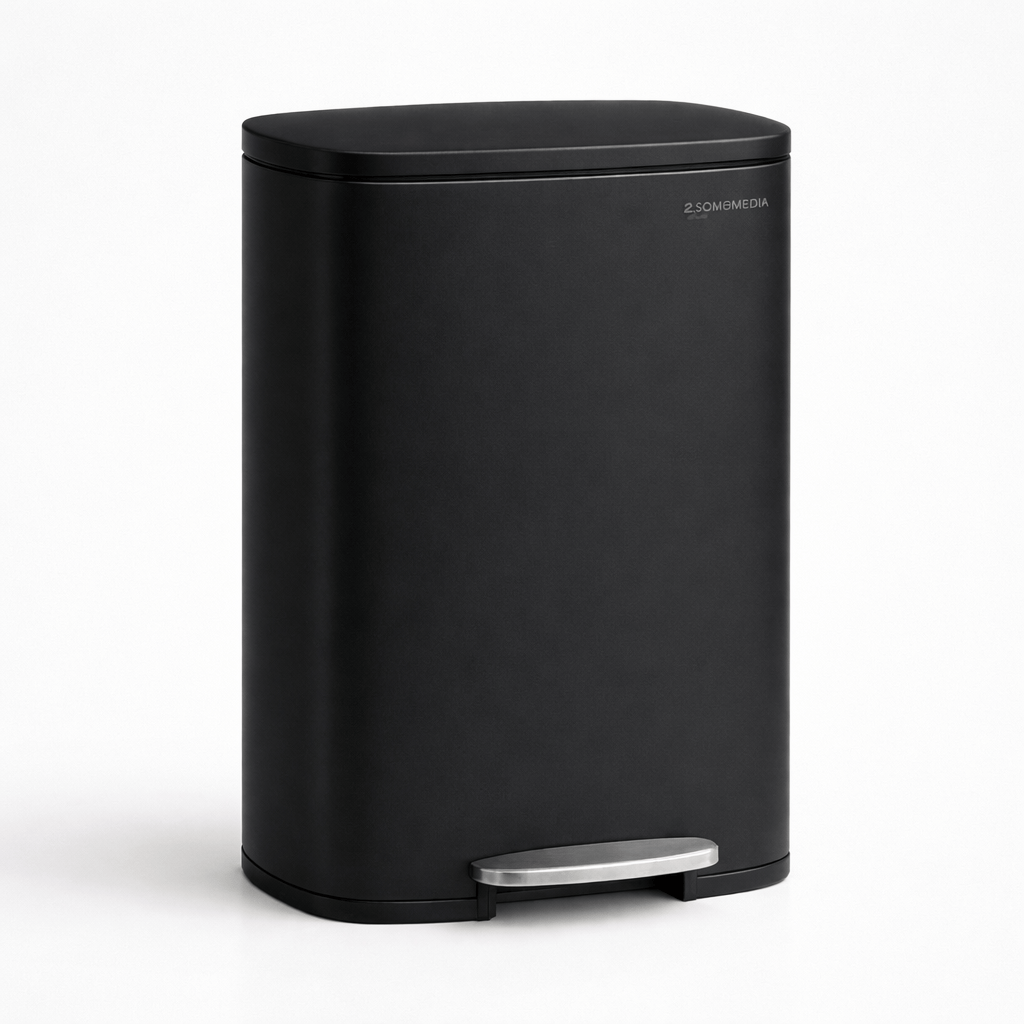 Poubelle Cuisine 50L en Acier | Fermeture Douce & Pédale