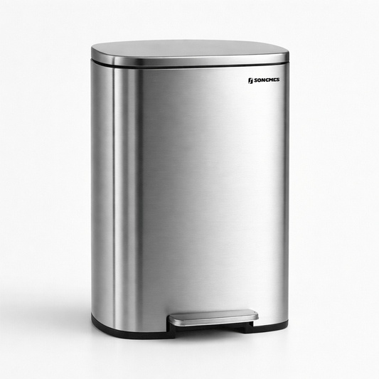Poubelle Cuisine 50L en Acier | Fermeture Douce & Pédale