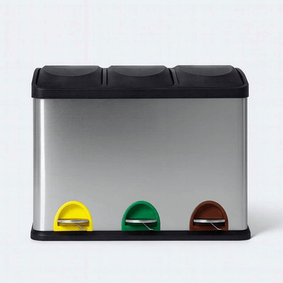 Poubelle double compartiment inox 45L – Tri sélectif cuisine design